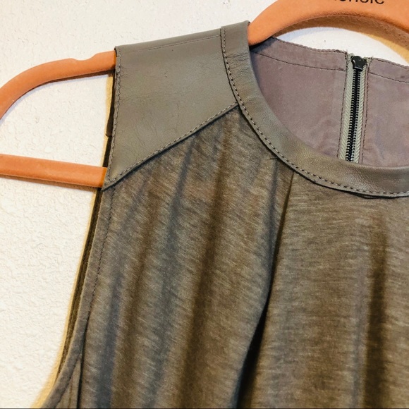 Helmut Lang Lamb Leather Trim Grey Short Blouse - Picture 3 of 8